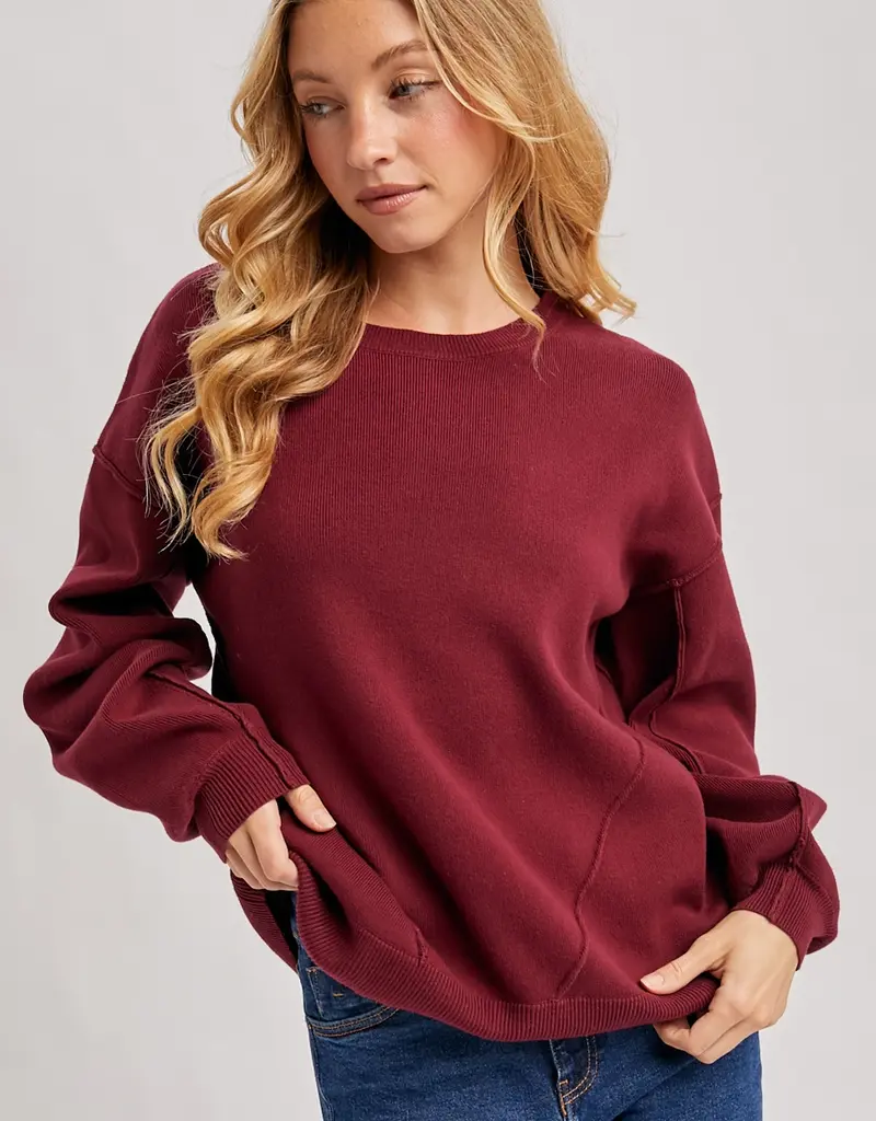 509 Broadway Oversized Knit Crew Pullover