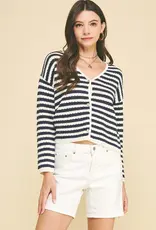 509 Broadway Stripe Button Down Cardigan