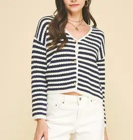 509 Broadway Stripe Button Down Cardigan