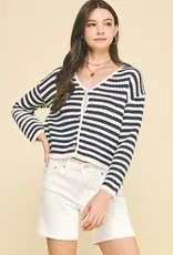 509 Broadway Stripe Button Down Cardigan