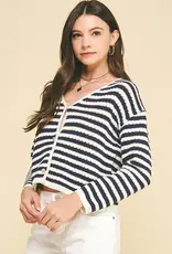 509 Broadway Stripe Button Down Cardigan