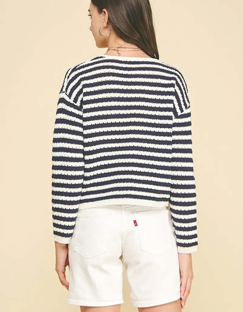 509 Broadway Stripe Button Down Cardigan