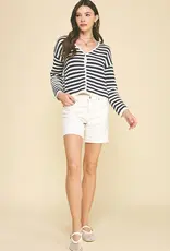 509 Broadway Stripe Button Down Cardigan