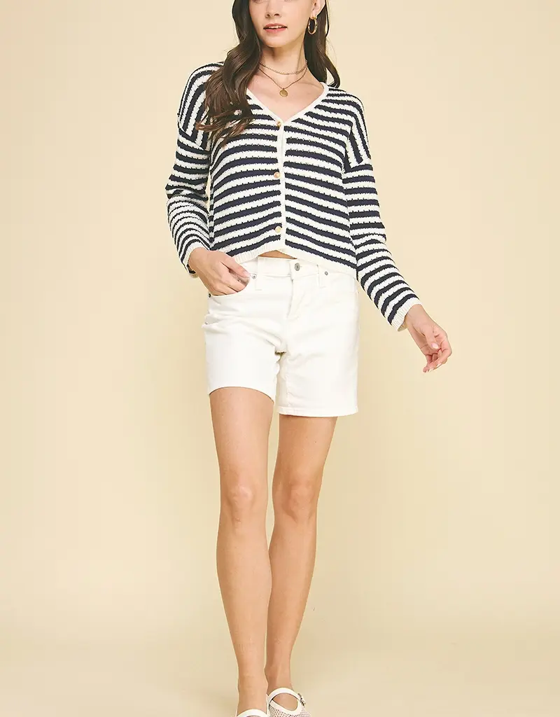 509 Broadway Stripe Button Down Cardigan