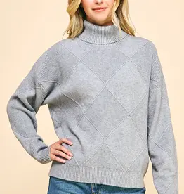 509 Broadway Argyle Pattern Turtle Neck