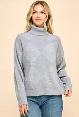 509 Broadway Argyle Pattern Turtle Neck
