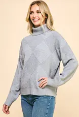 509 Broadway Argyle Pattern Turtle Neck