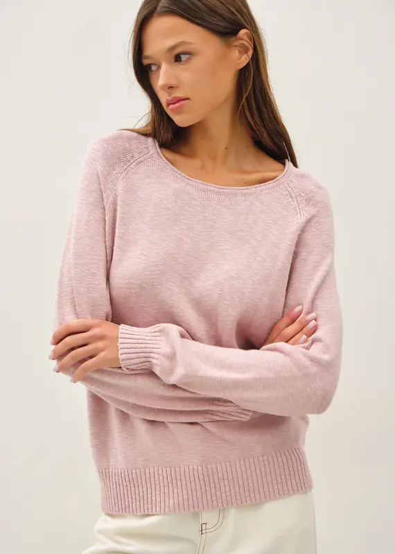 509 Broadway Raglan Sleeve Slub Pullover Sweater