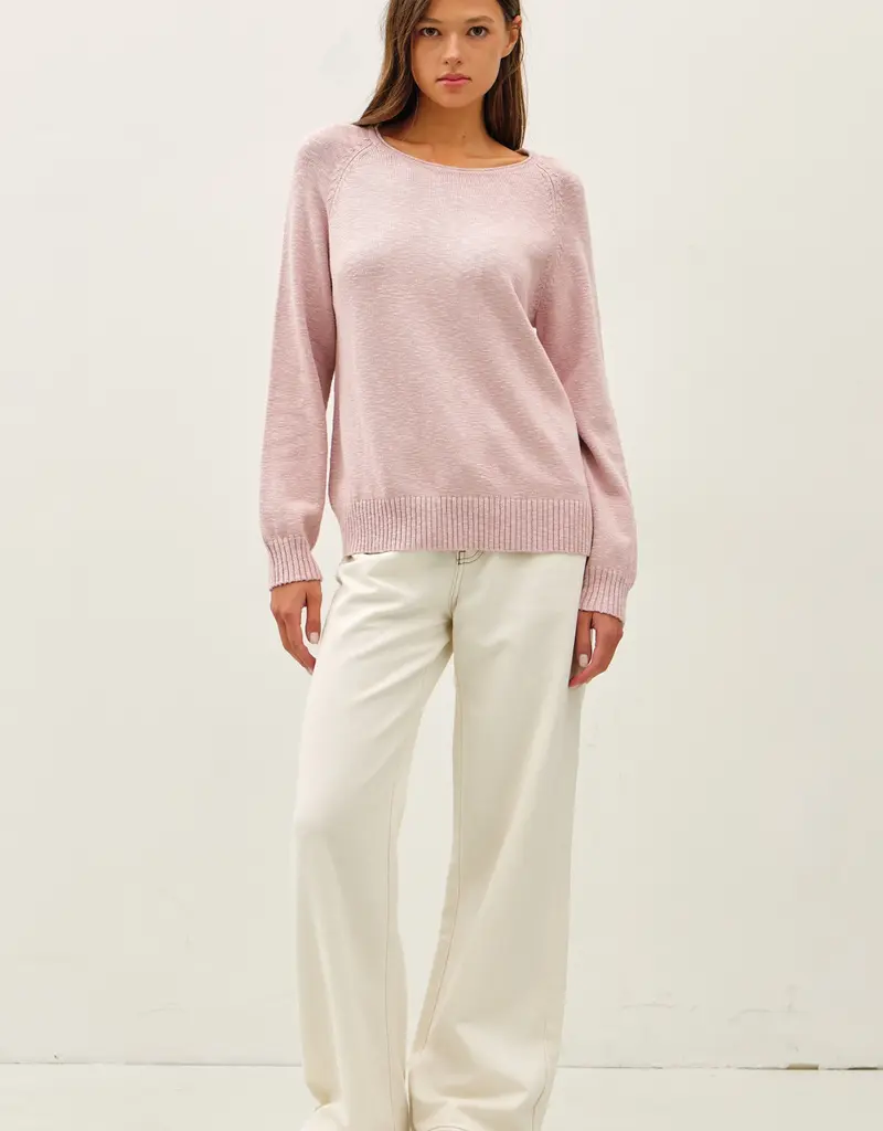 509 Broadway Raglan Sleeve Slub Pullover Sweater