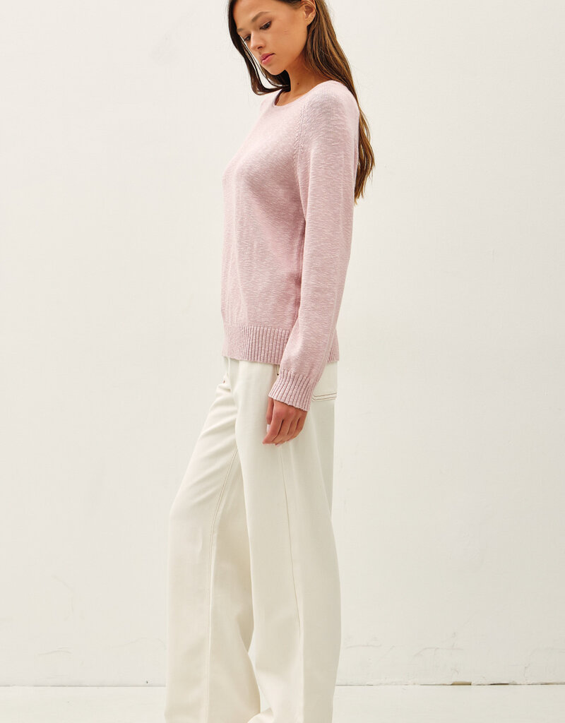 509 Broadway Raglan Sleeve Slub Pullover Sweater