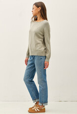 509 Broadway Raglan Sleeve Slub Pullover Sweater