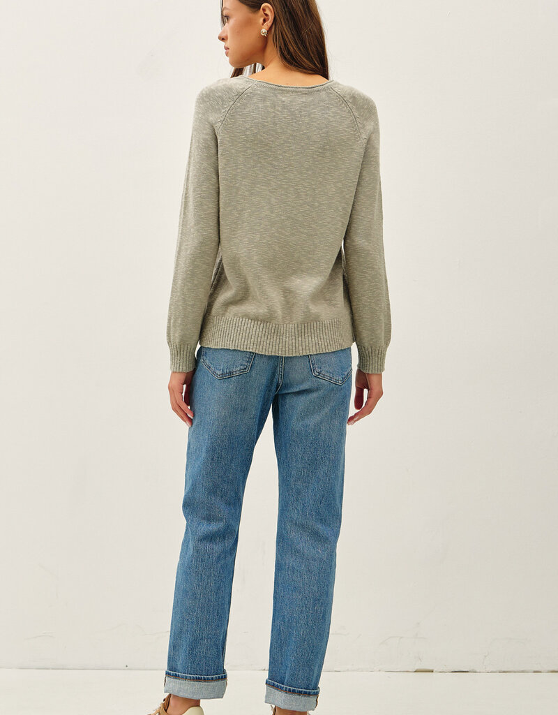509 Broadway Raglan Sleeve Slub Pullover Sweater