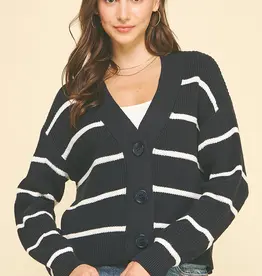 509 Broadway Striped Button Down Cardigan