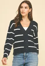 509 Broadway Striped Button Down Cardigan