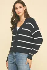 509 Broadway Striped Button Down Cardigan