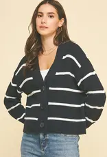 509 Broadway Striped Button Down Cardigan