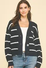 509 Broadway Striped Button Down Cardigan