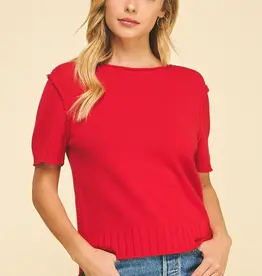 509 Broadway Raw Edge Detailed Knit Sweater