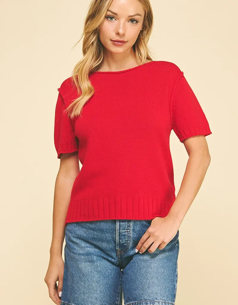 509 Broadway Raw Edge Detailed Knit Sweater