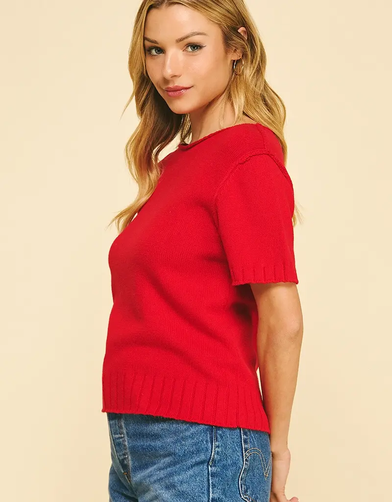 509 Broadway Raw Edge Detailed Knit Sweater