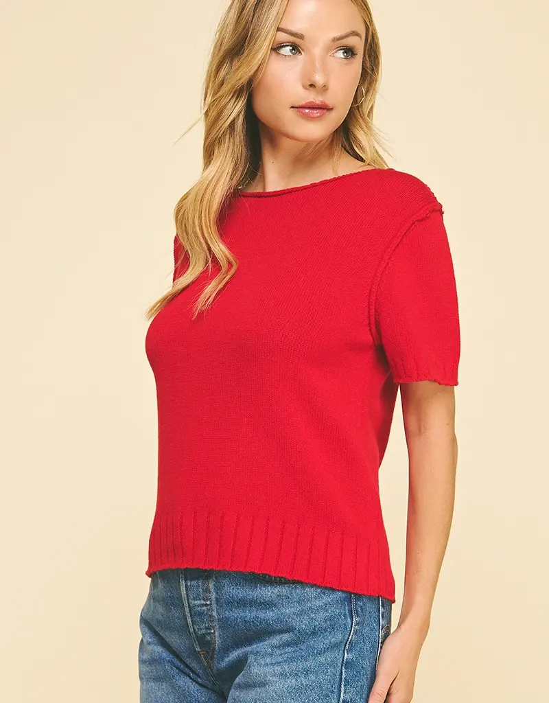 509 Broadway Raw Edge Detailed Knit Sweater