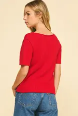 509 Broadway Raw Edge Detailed Knit Sweater