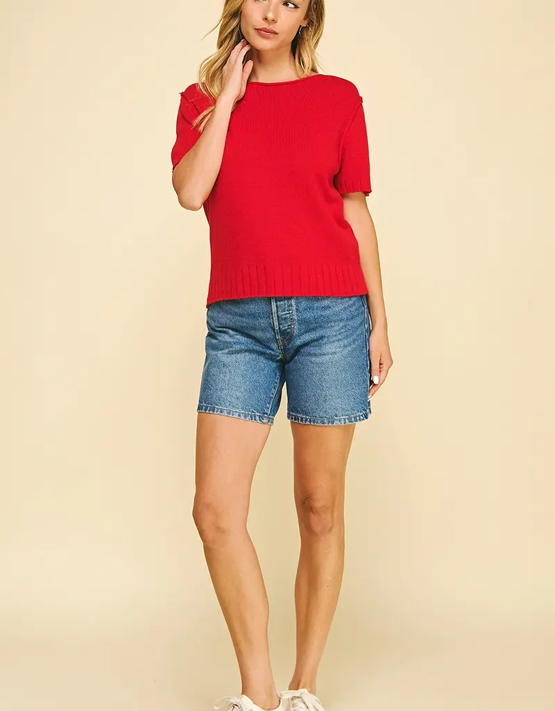 509 Broadway Raw Edge Detailed Knit Sweater