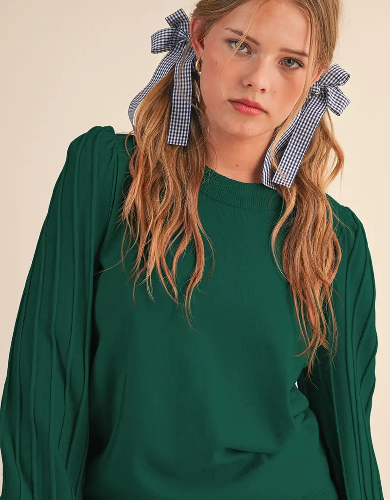 509 Broadway Plets Detail Puff Sleeve Top