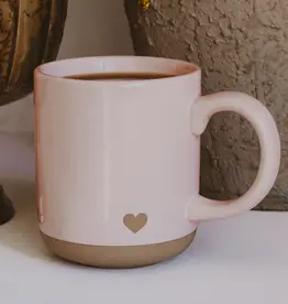 509 Broadway Heart Pink Stoneware Coffee Mug