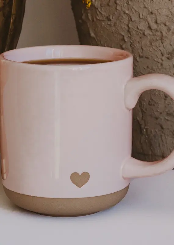 509 Broadway Heart Pink Stoneware Coffee Mug