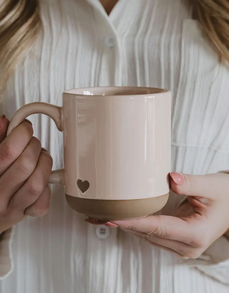 509 Broadway Heart Pink Stoneware Coffee Mug