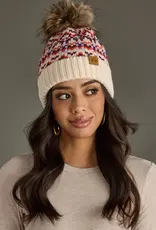 509 Broadway Patterned Pom Pom Hat