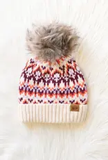 509 Broadway Patterned Pom Pom Hat