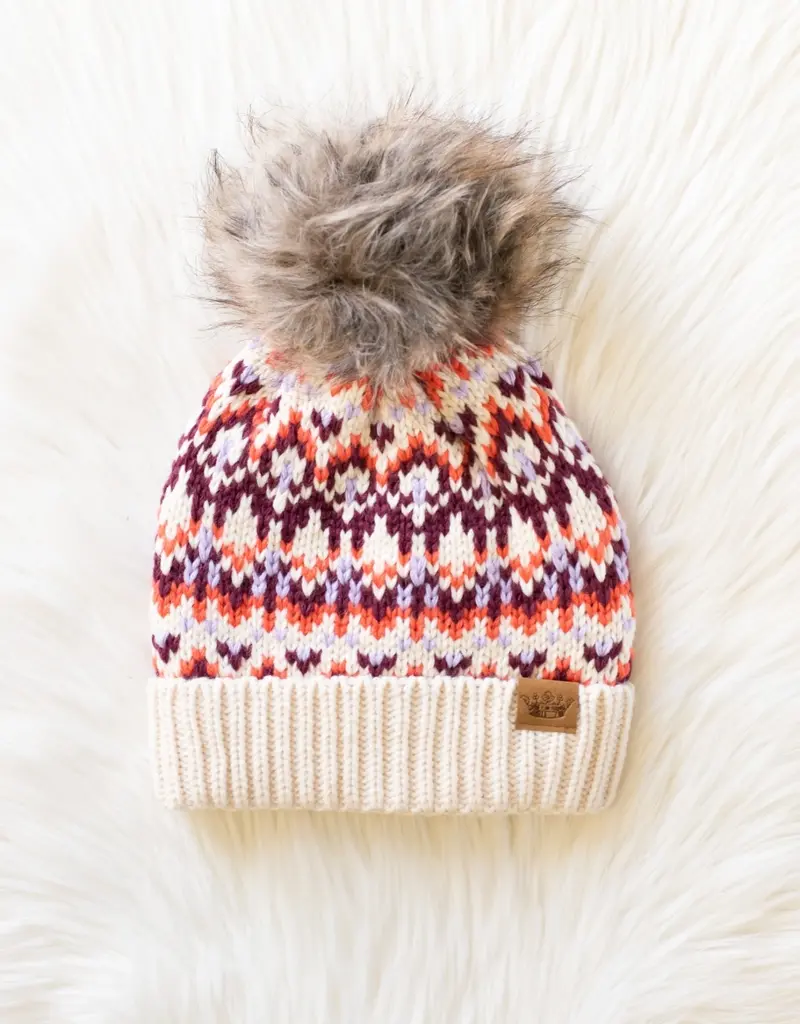 509 Broadway Patterned Pom Pom Hat