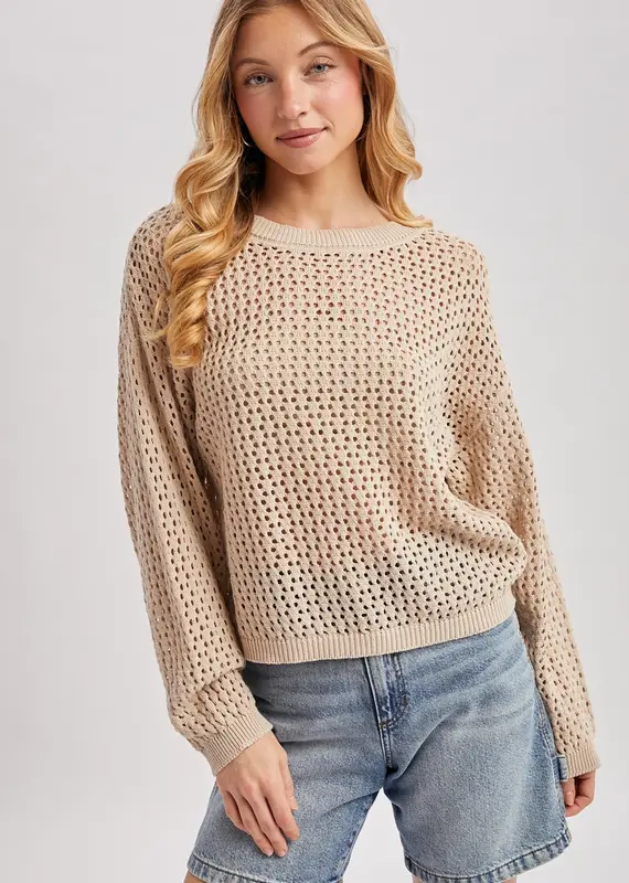 509 Broadway Sheer Open Knit Sweater Pullover