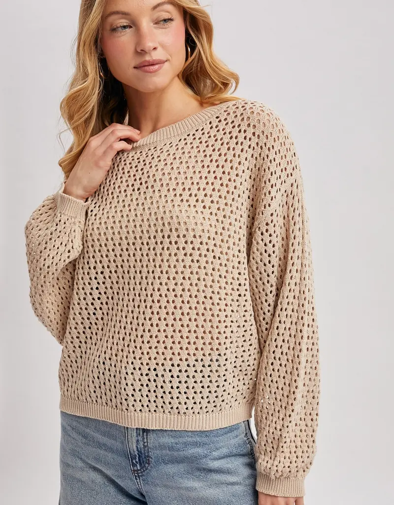 509 Broadway Sheer Open Knit Sweater Pullover