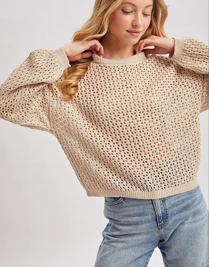 509 Broadway Sheer Open Knit Sweater Pullover