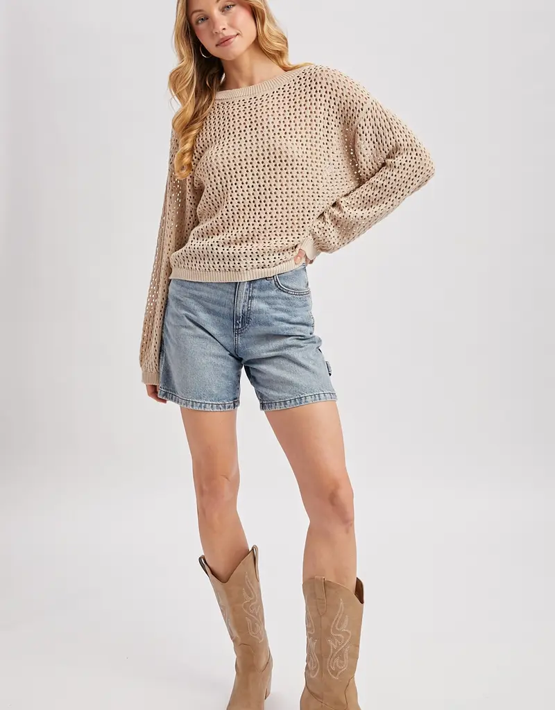 509 Broadway Sheer Open Knit Sweater Pullover