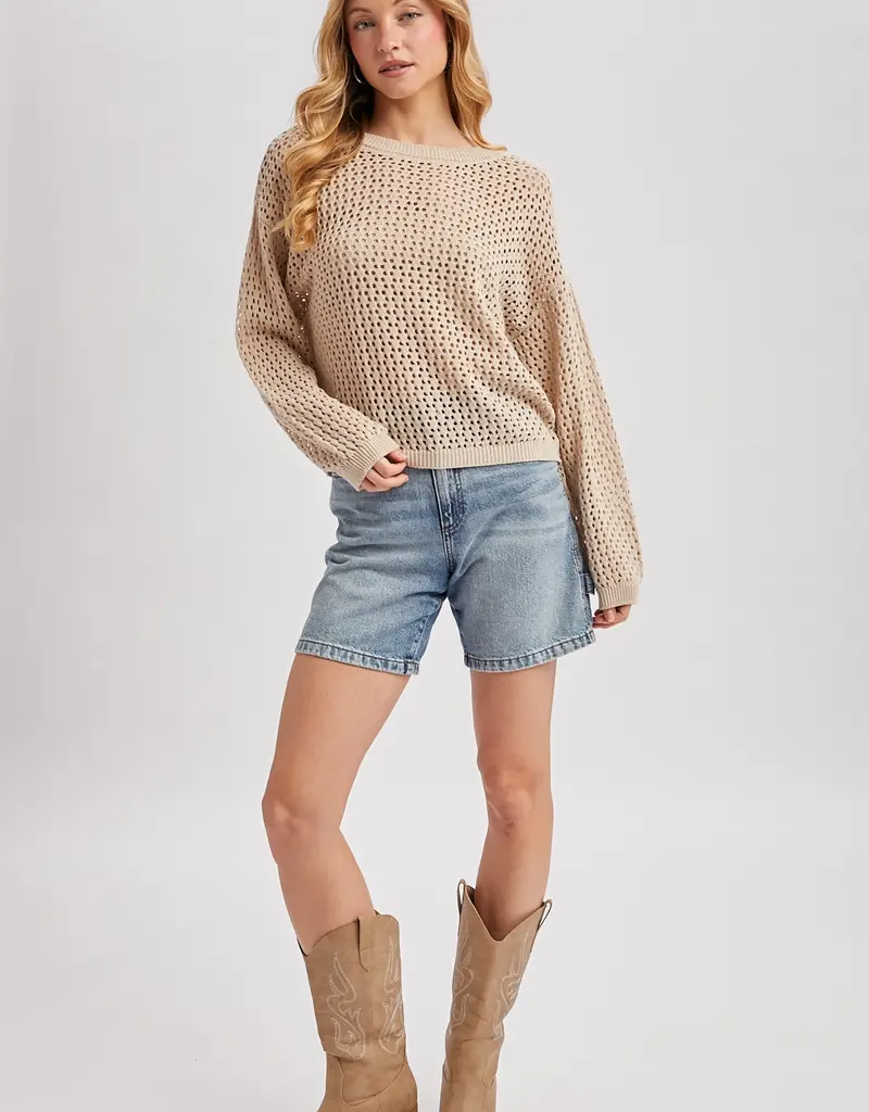 509 Broadway Sheer Open Knit Sweater Pullover