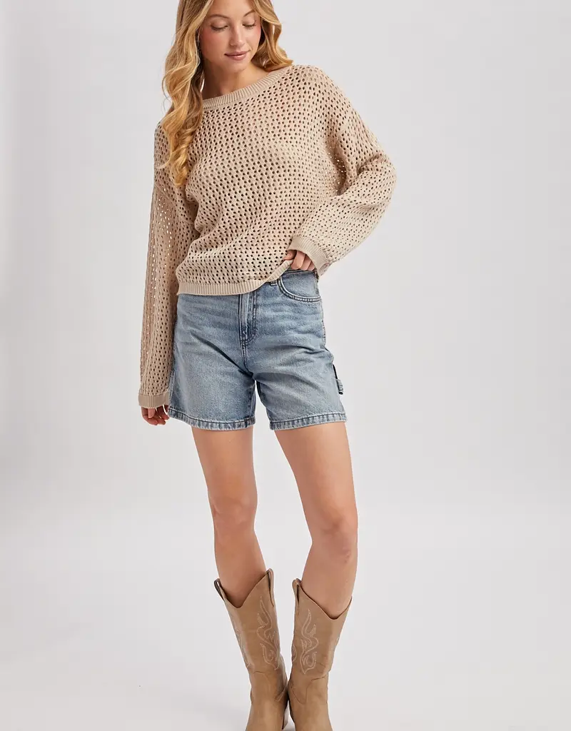 509 Broadway Sheer Open Knit Sweater Pullover