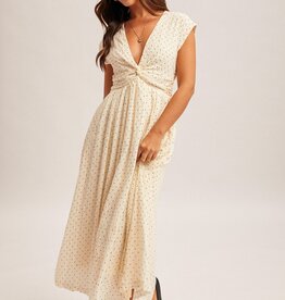 509 Broadway Texture Woven Polka Dot Twisted Dress