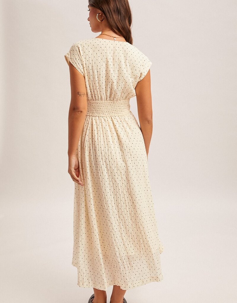 509 Broadway Texture Woven Polka Dot Twisted Dress
