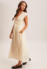 509 Broadway Texture Woven Polka Dot Twisted Dress