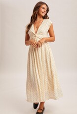 509 Broadway Texture Woven Polka Dot Twisted Dress