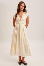 509 Broadway Texture Woven Polka Dot Twisted Dress