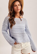 509 Broadway Boatneck Wide L/S Scalloped Hem Sweater