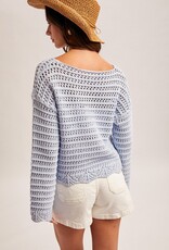 509 Broadway Boatneck Wide L/S Scalloped Hem Sweater