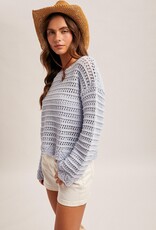 509 Broadway Boatneck Wide L/S Scalloped Hem Sweater