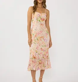 509 Broadway Spaghetti Strap Pleated Hem Midi Dress