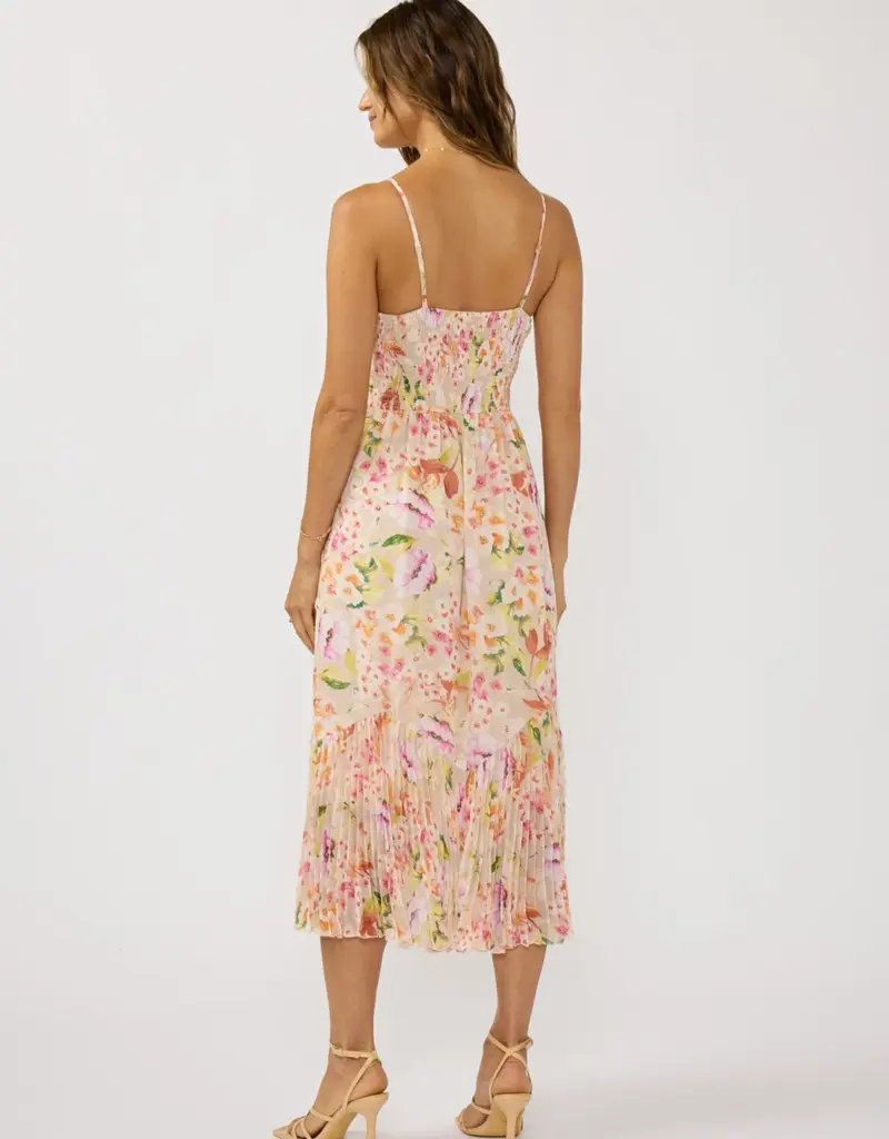 509 Broadway Spaghetti Strap Pleated Hem Midi Dress